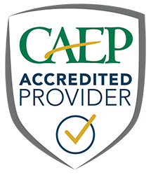 Badge logo indicating accreditation as per 'Council for the Accreditation of Educator Preparation (CAEP) Accredited Provider' with a checkmark.