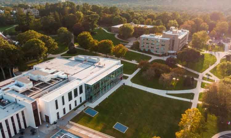 An aerial view of Canisius Hall. 