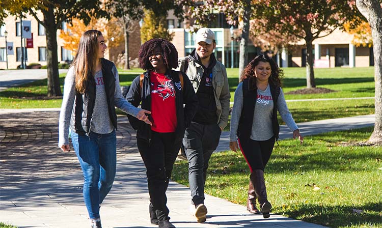 Student walking together outdoors