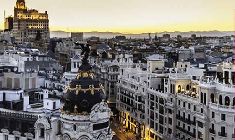 An aerial view of Madrid, Spain.