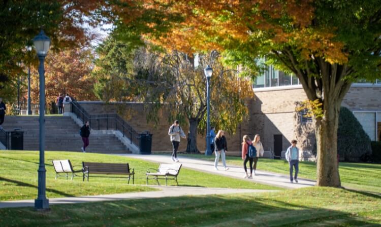 Exterior of Canisius Hall in Fall.  Home to the College of Arts & Sciences offices.