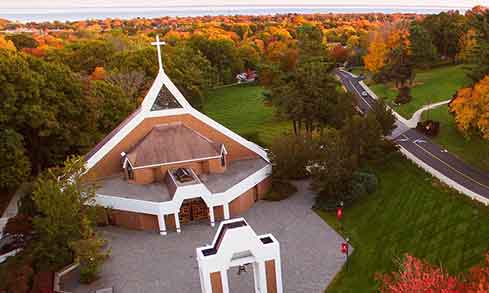 aerial photo of egan chapel