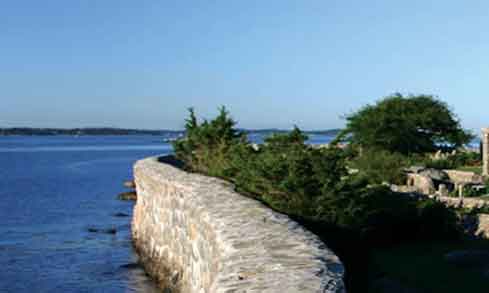 A picture of enders island looking out over the water.