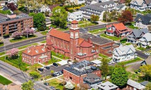 Aerial photo of Fairfield Bellarmine Campus in Bridgeport Connecticut