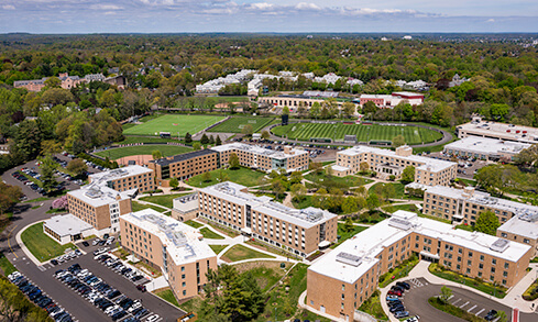 Aerial shot of Fairfield’s campus. 