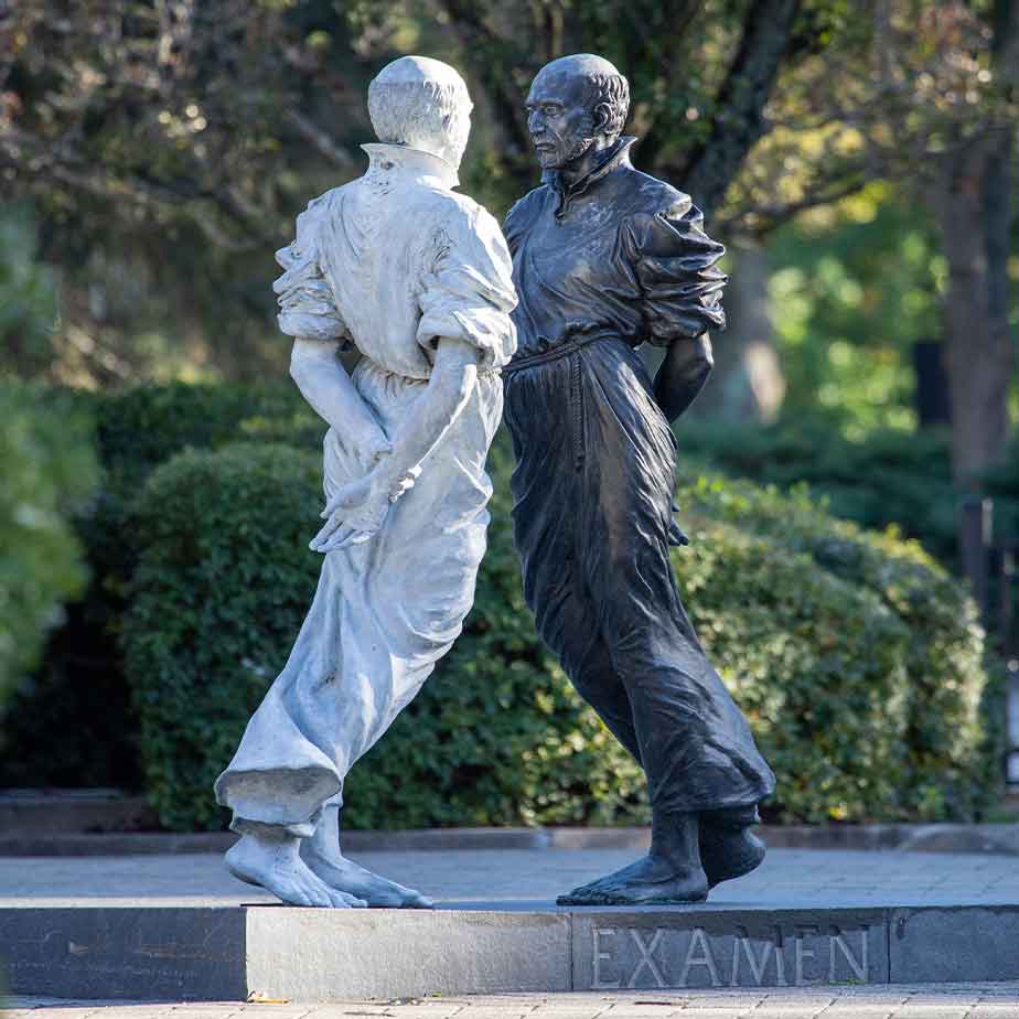 The Examen statue of St. ignatius.