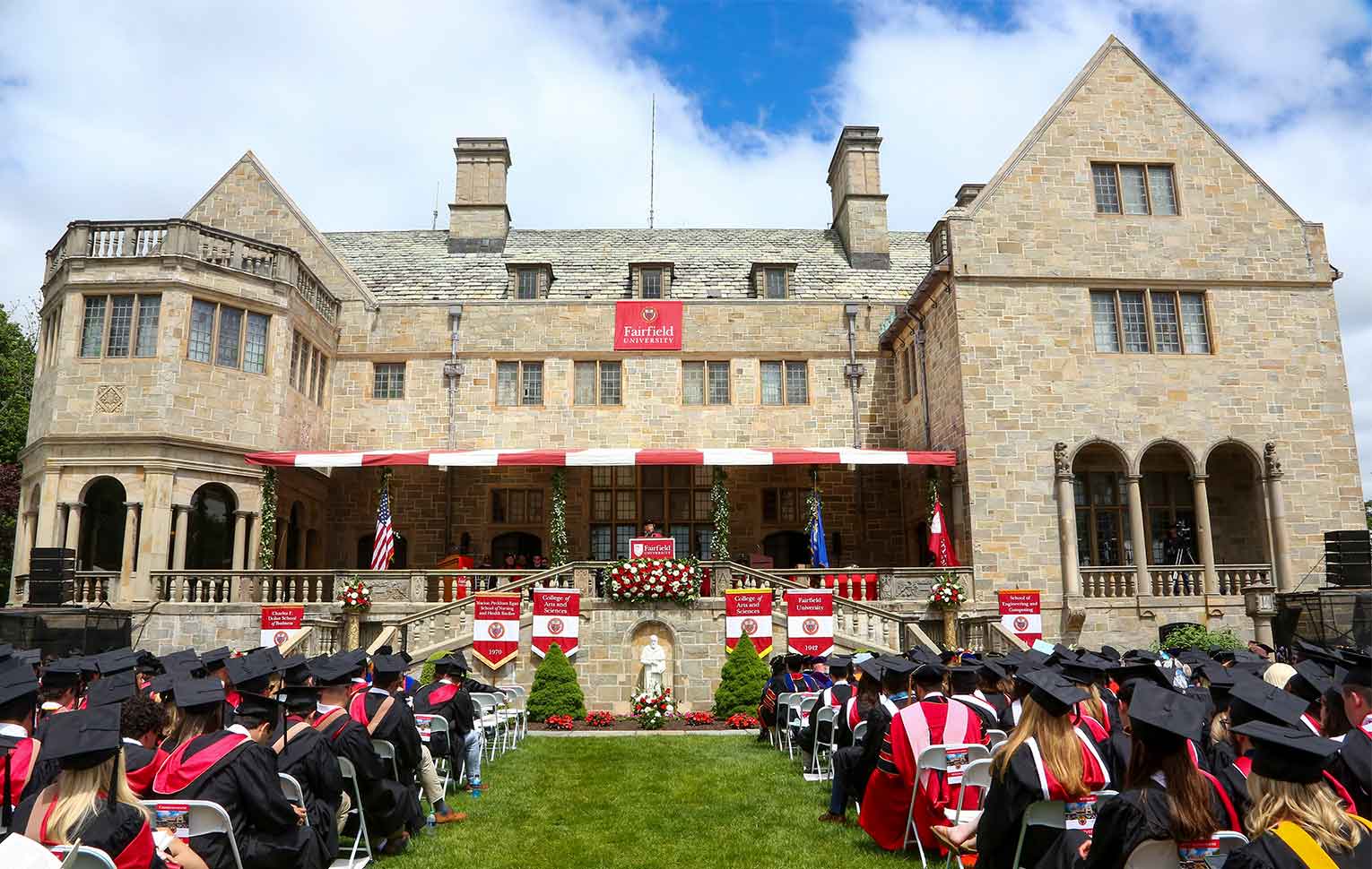 Bellarmine Hall courtyard during commencement