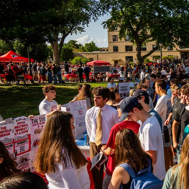 Students gather at the First Fairfield Friday activities fair.