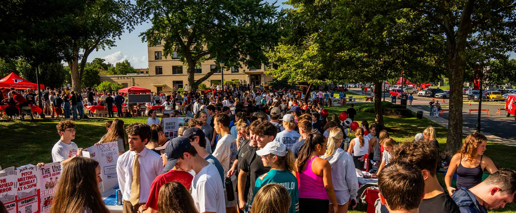 Students gather at the First Fairfield Friday activities fair.