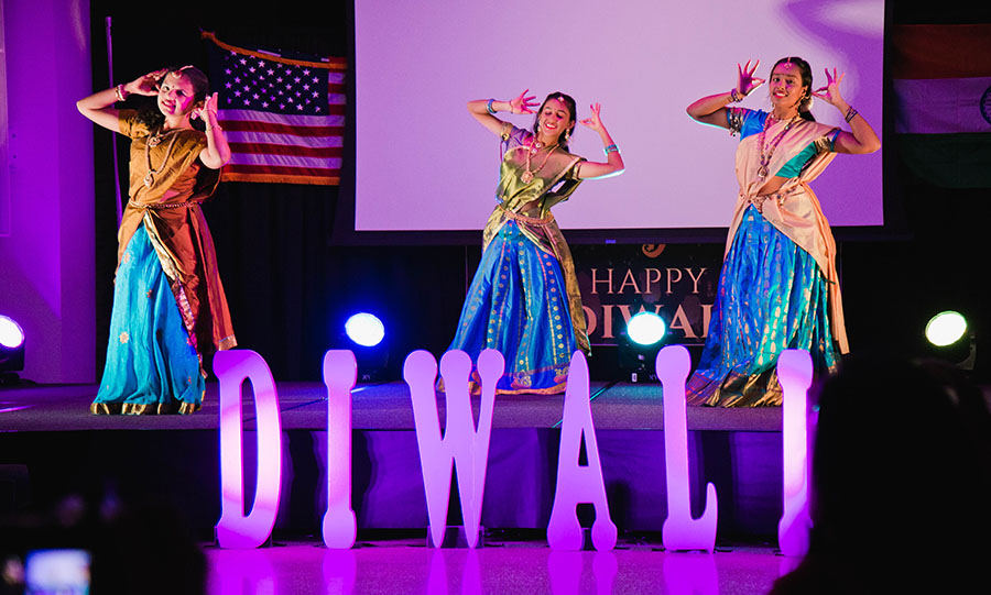 Students participating in Diwali celebration at Fairfield University