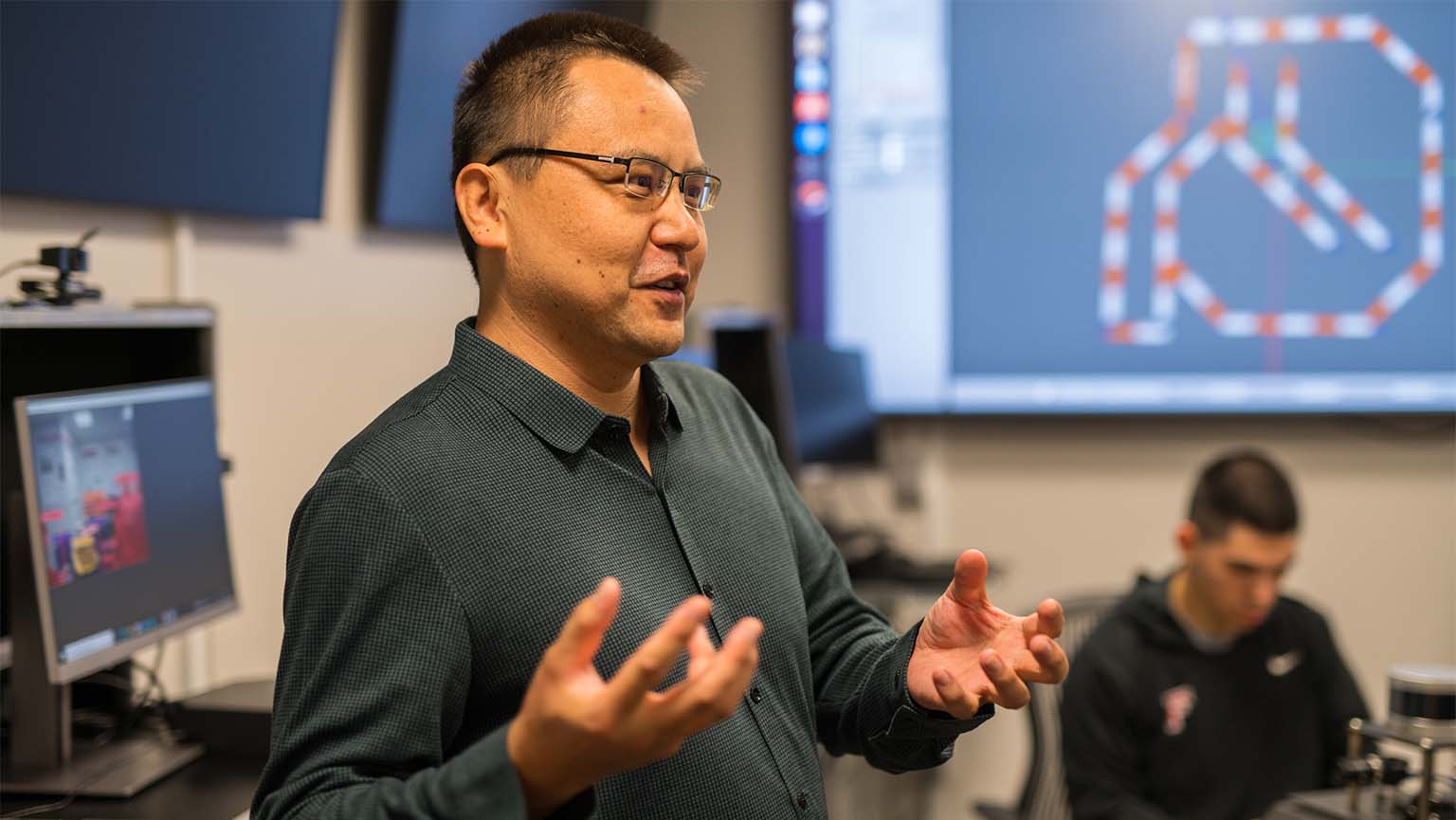 Image of engineering professor in classroom