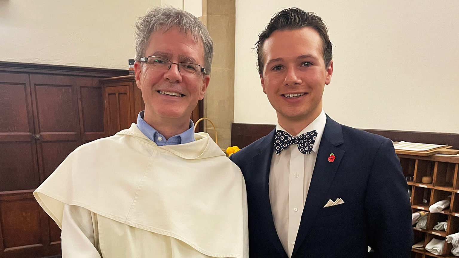 Fairfield student together with a resident reverend at Blackfriars Hall.