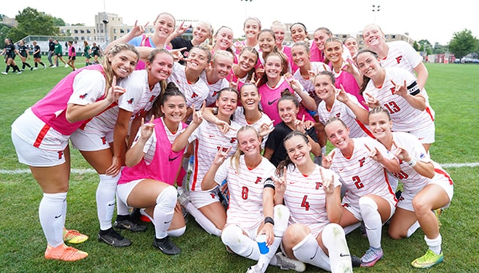 Stags celebrate home win over Binghamton, Aug. 17