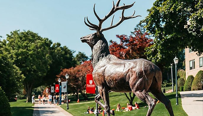 Fairfield University Stag statue located on campus.