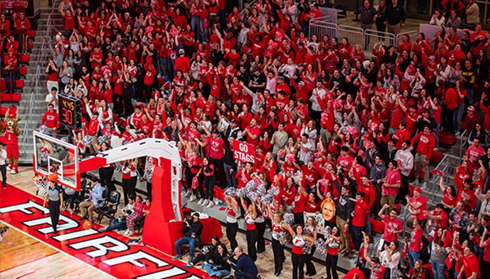 The Mahoney Arena student section at the first-ever game played in the venue on Nov. 18, 2022.