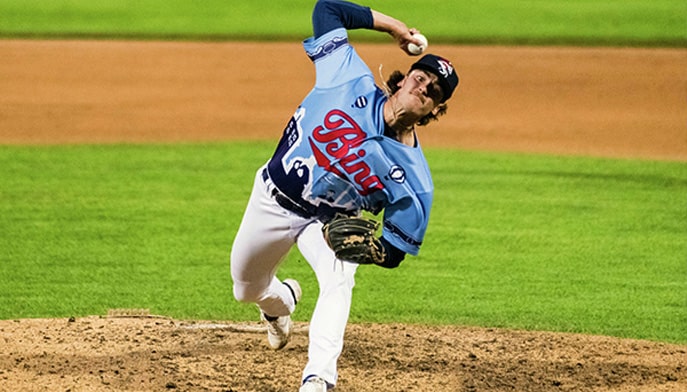 Trey McLoughlin '21 finished the season as one of the top relievers for the Binghamton Rumble Ponies