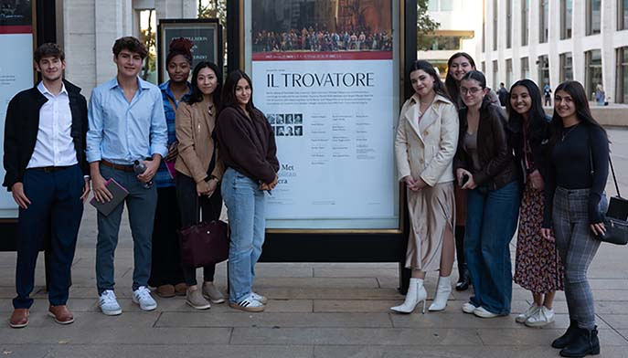 Image of students standing outside of Carnegie Hall