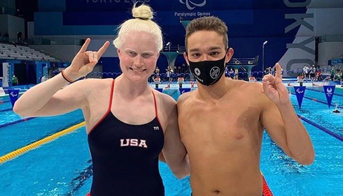 Colleen Young and Matthew Torres at the 2020 Tokyo Paralympic Games.