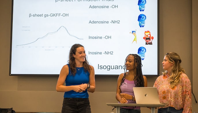 Students present research at a summer lunch seminar hosted by Sigma Xi, the Scientific Research Society.