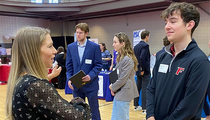 student at career fair