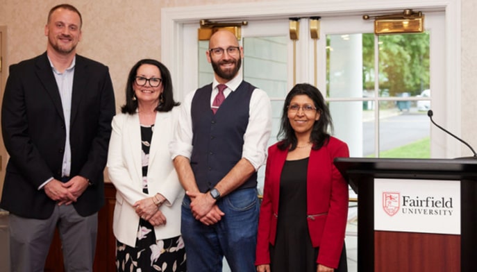 Image of Milo Peck III, JD, Peggy Delfino, Aaron Q. Weinstein, PhD, and Dilani Perera, PhD 