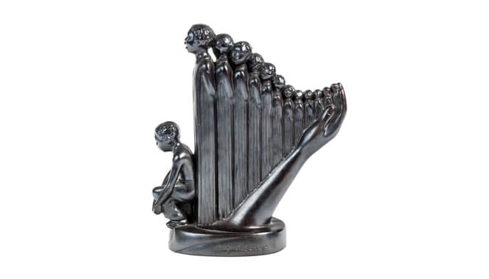 アート・デザイン・音楽 SCULPTURE NINETEENTH TWENTIETH CENTURIES Leonardo Nierman - Music Note Bronze Sculpture Signed Contemporary