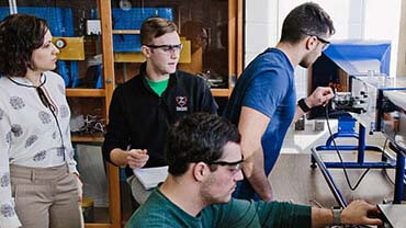 Students working in an engineering classroom.