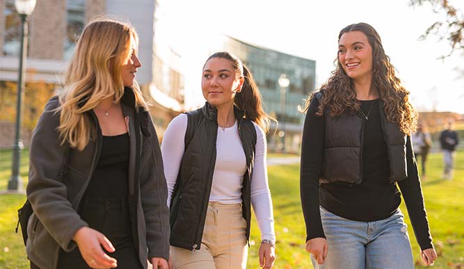 Image of students walking outside