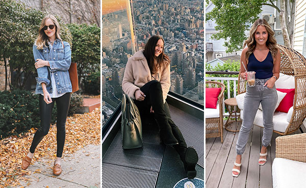 Kelly Larkin ’06 in Lincoln Park, Chicago; Nina Poosikian ’17, MA’19 at Edge in New York, New York; Lauren Romano ’14 at home in Connecticut.